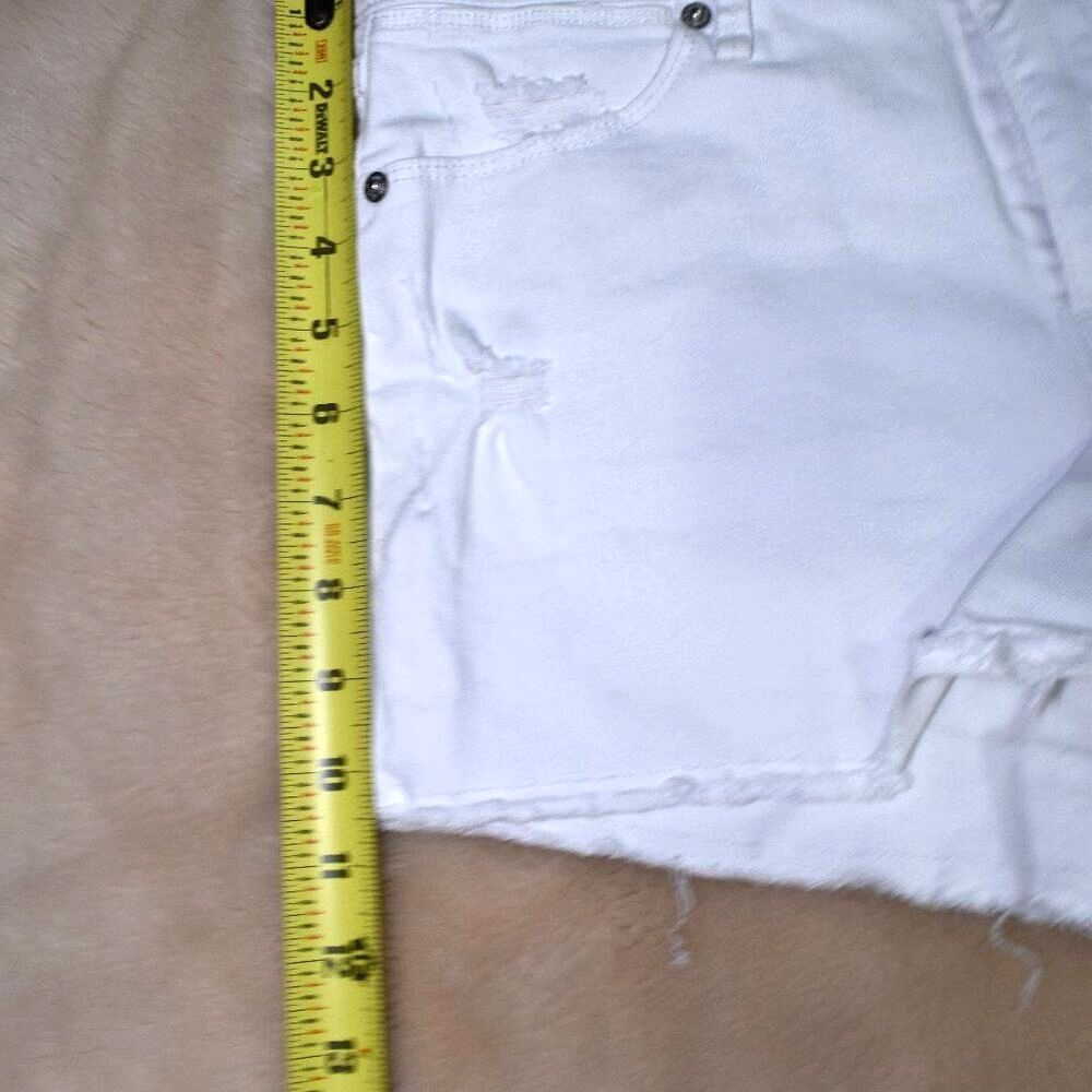 Abercrombie White Cut Off High Rise Denim Shorts Size 2 Distressed Casual - Picture 7 of 15